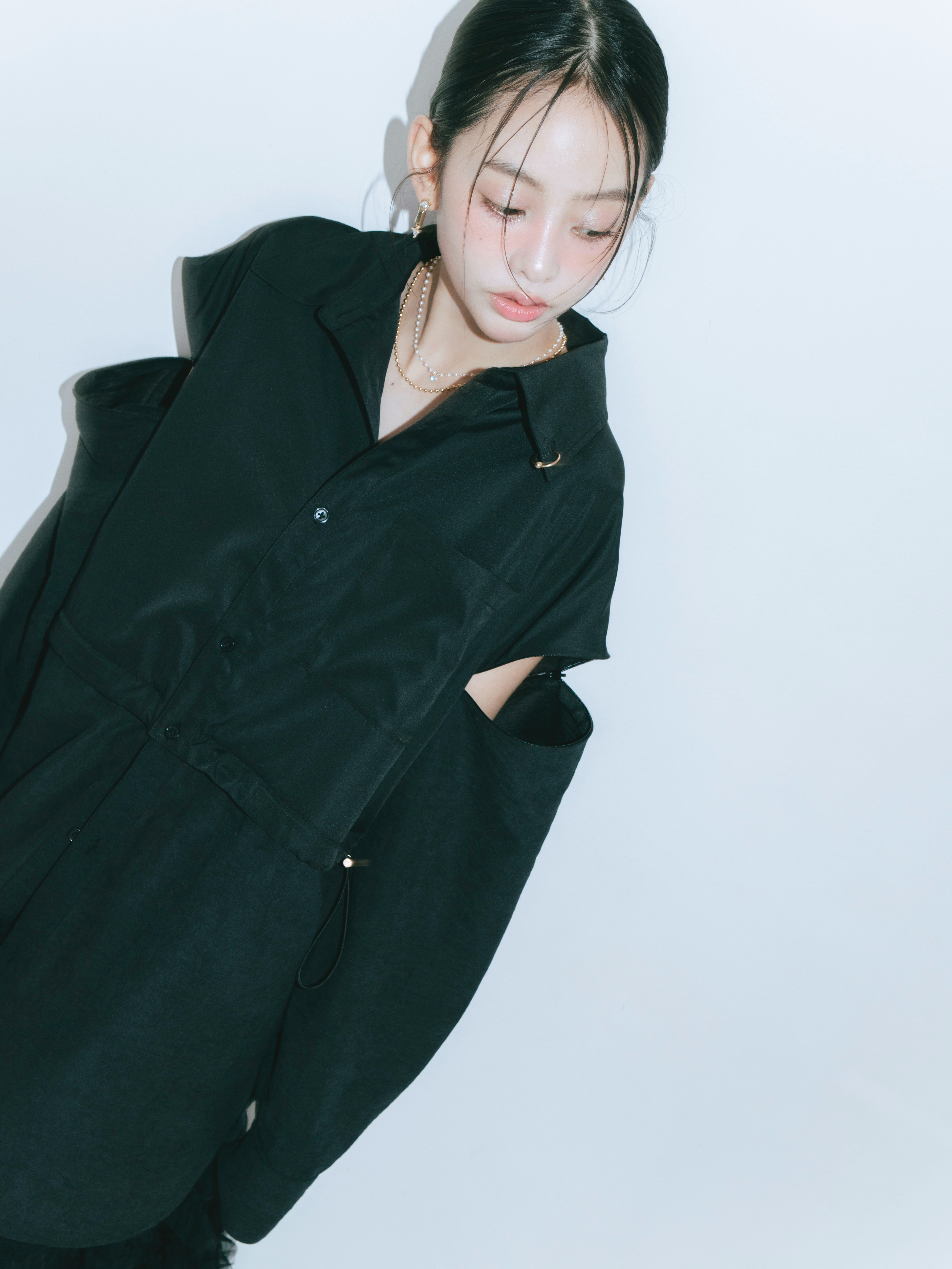 【JOUR by Crayme,】2way Slit Mix Shirt