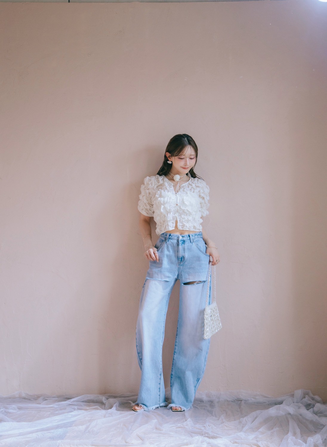Slit Barrel Denim Pants