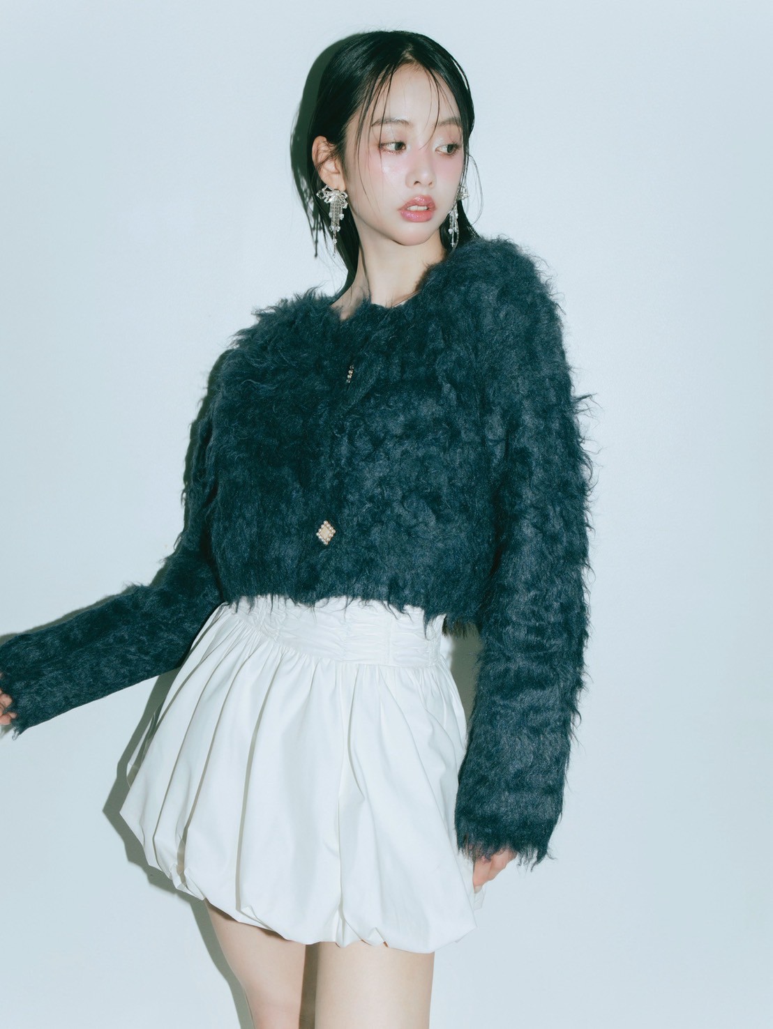 Scallop Shaggy Knit Cardigan