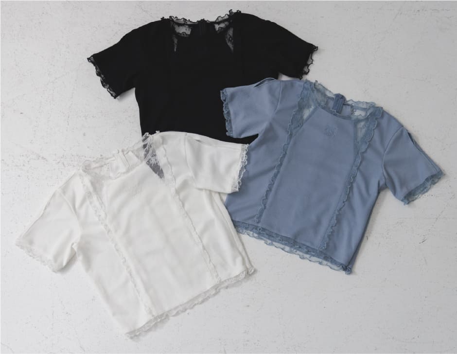 Lace Rib Cut Tops