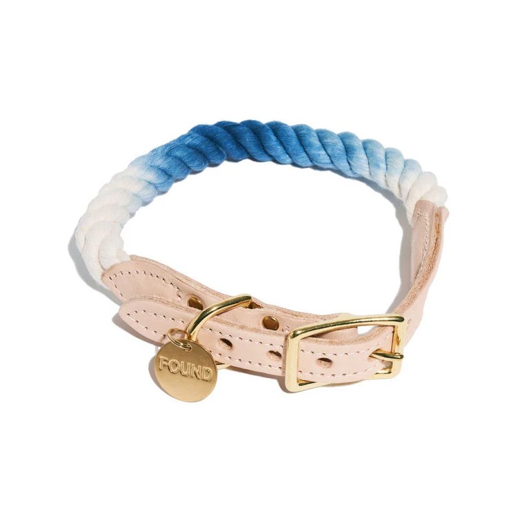 NAVY OMBRE COTTON ROPE CAT & DOG COLLARROPE COLLARC-NAVYOMBRE