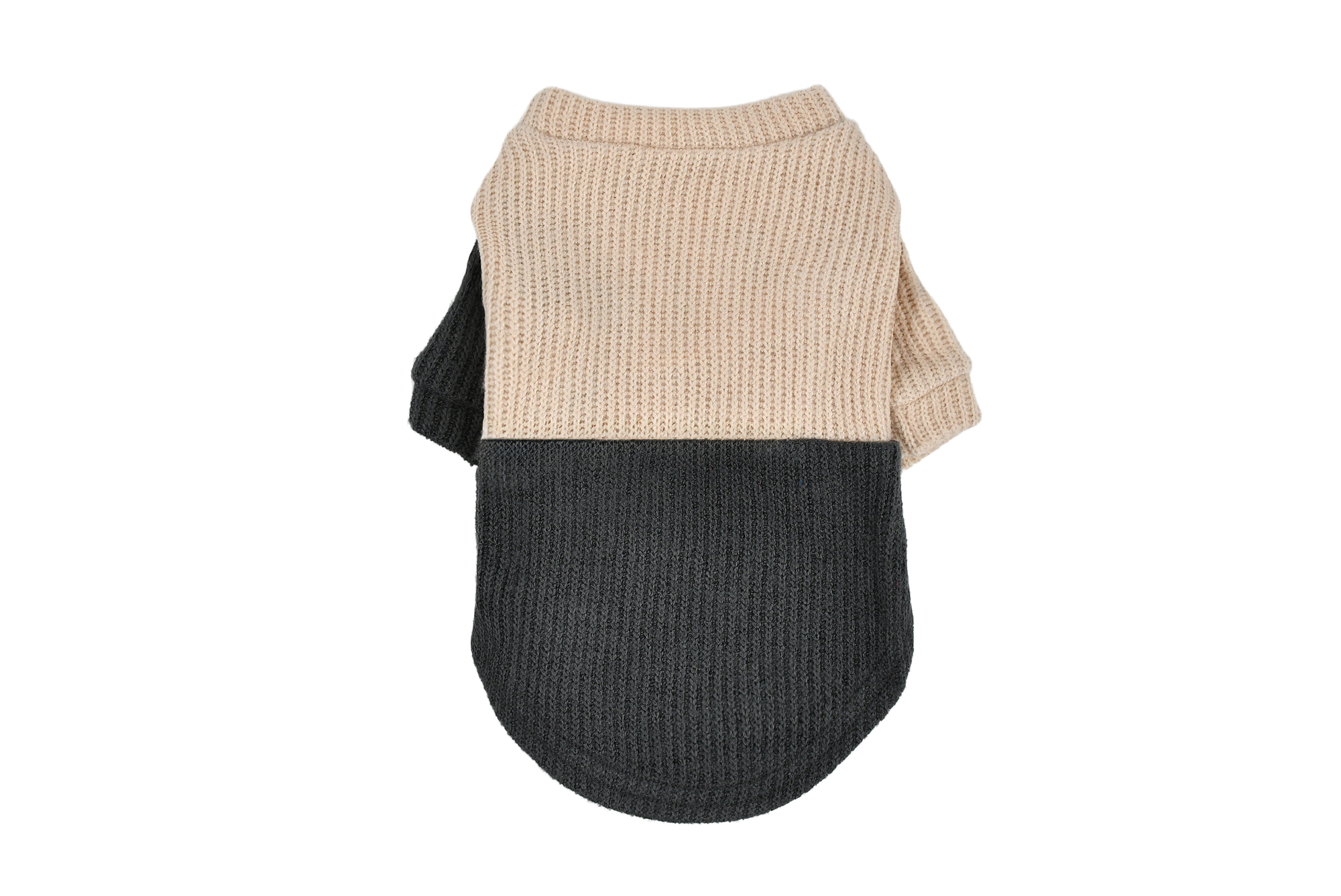 【FIRST】ヘムスウィッチングニット 色: ベージュ/グレー, サイズ: XS