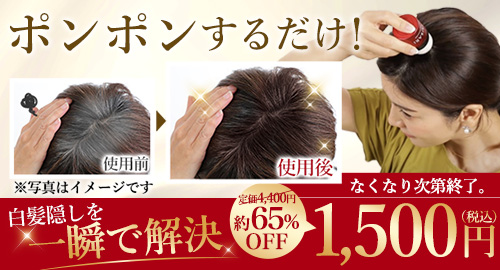 ポンポンするだけ！たった10秒でこの仕上がり。白髪隠しを一瞬で解決
                                            なくなり次第終了。 定価4,400円 → 約65%OFF 1,500円(税込)