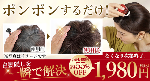 ポンポンするだけ！たった10秒でこの仕上がり。白髪隠しを一瞬で解決
                                            なくなり次第終了。 定価4,400円 → 約55%OFF 1,980円(税込)