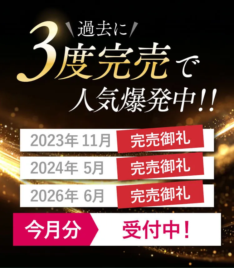 過去に3度完売で人気爆発中！！今月分受付中！