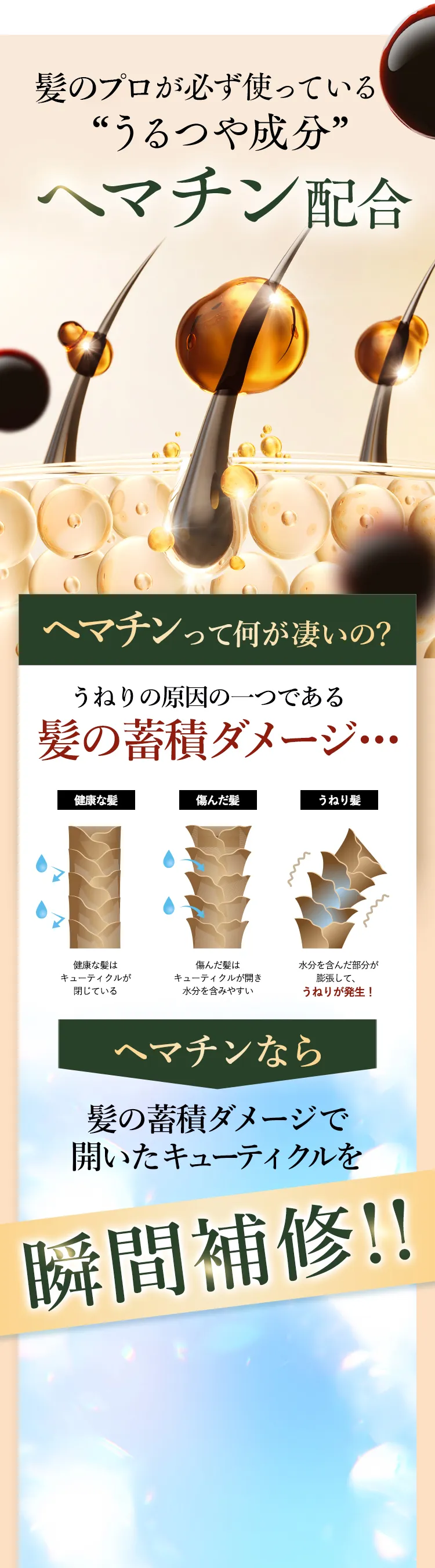 美容師が必ず使っている“うるつや成分”ヘマチン配合 独自技術で高濃度配合を実現