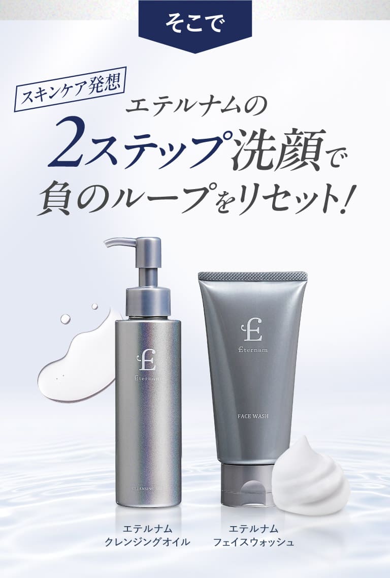 エテルナムの2ステップ洗顔で負のループをリセット！