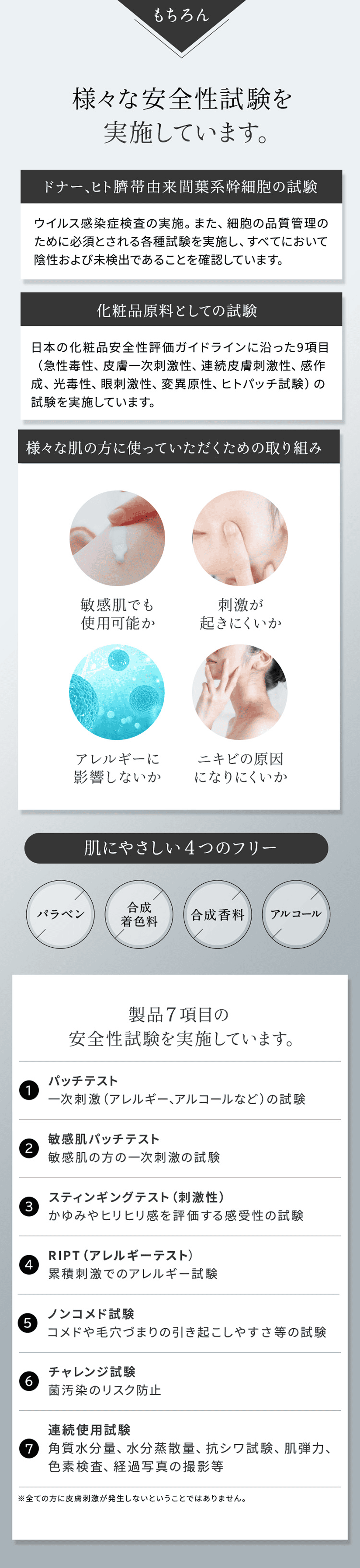 もちろん、様々な安全性試験を実施しています。