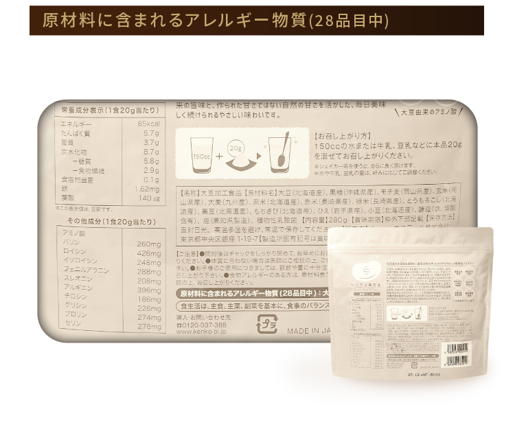 原材料に含まれるアレルギー物質(28品目中) 大豆