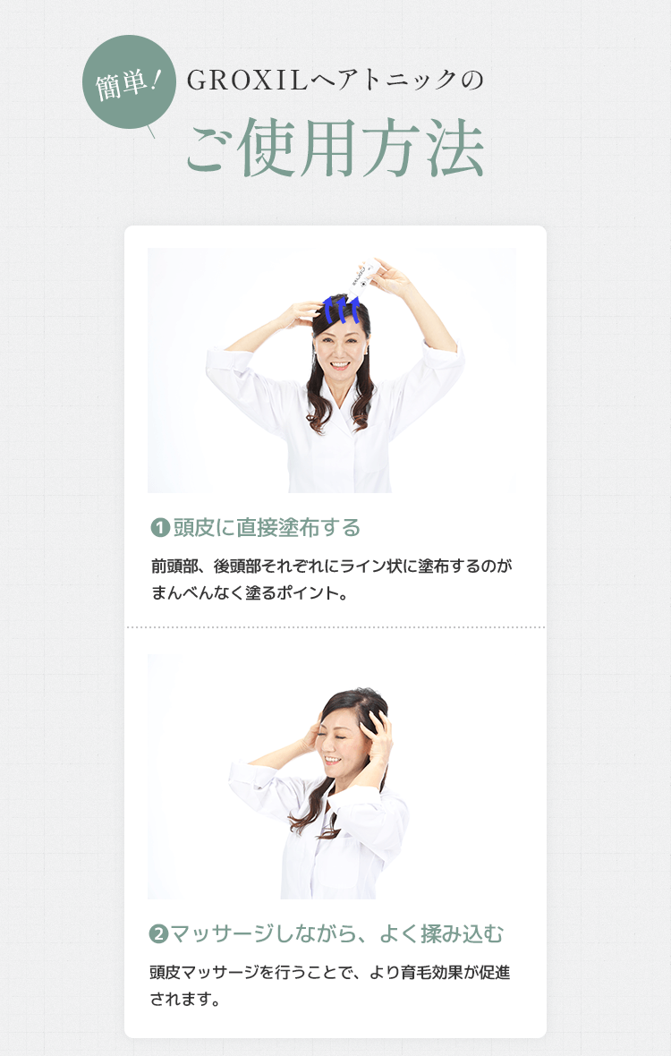 不器用でもOK！ハイブリッド育毛剤グロキシルのご使用方法