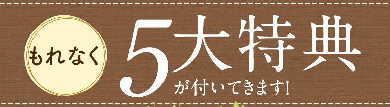 もれなく5大特典がついてきます！