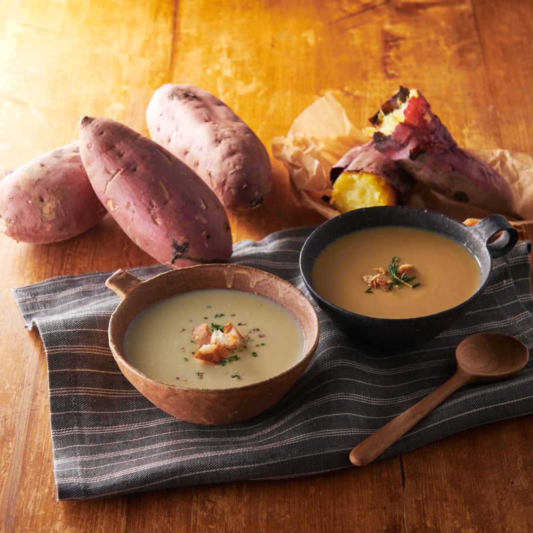 さつまいもポタージュ　2種セット（プレーン5個、焼き芋風5個） 150g×10個入 送料込 冷凍クール便