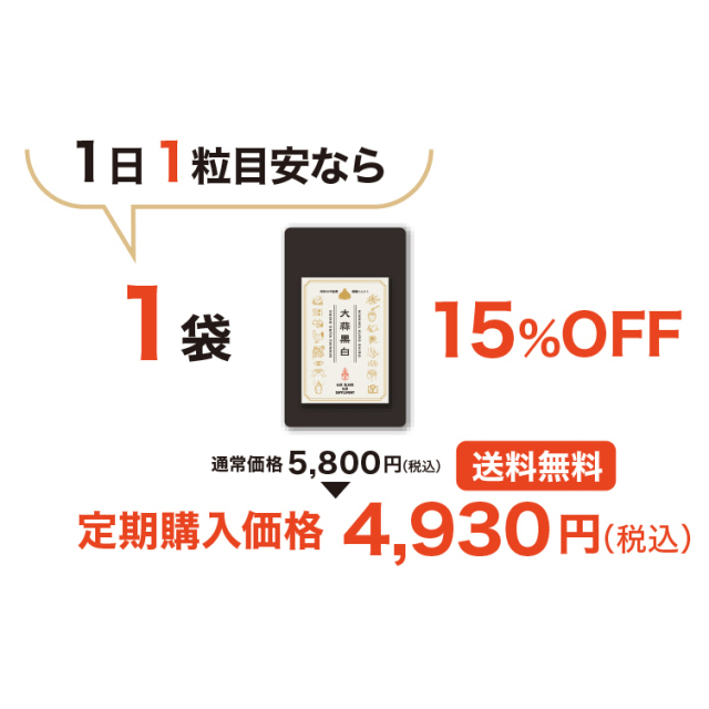 【定期購入】にんにくサプリメント「大蒜黒白」１袋（３ヶ月毎にお届け）