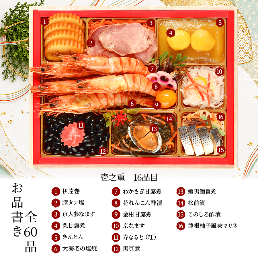 【瑞鳳青葉】 おせち料理 2027 全60品 4～5人前 お届け日: 2026年12月29日（火）