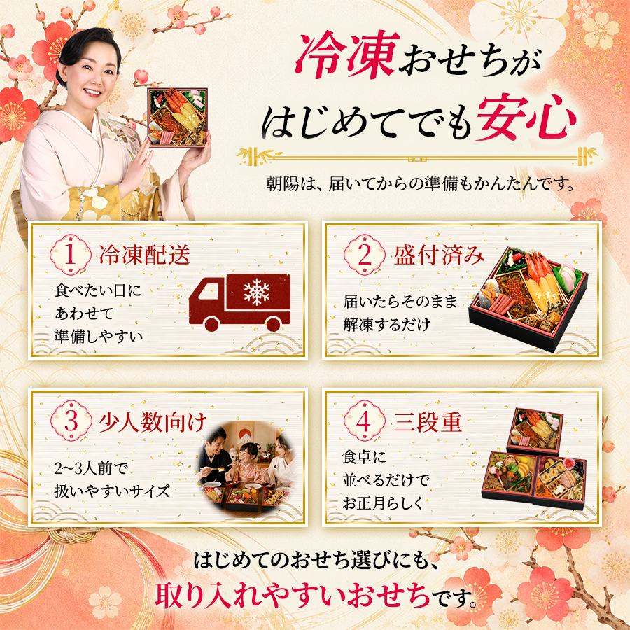 【朝陽】 おせち料理 2027 全40品 2～3人前 お届け日: 2026年12月29日（火）