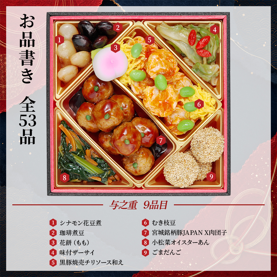 【萬福】 おせち料理 2027 肉＆海鮮 全53品 3～4人前 蔵王福膳 お届け日: 2026年12月29日（火）