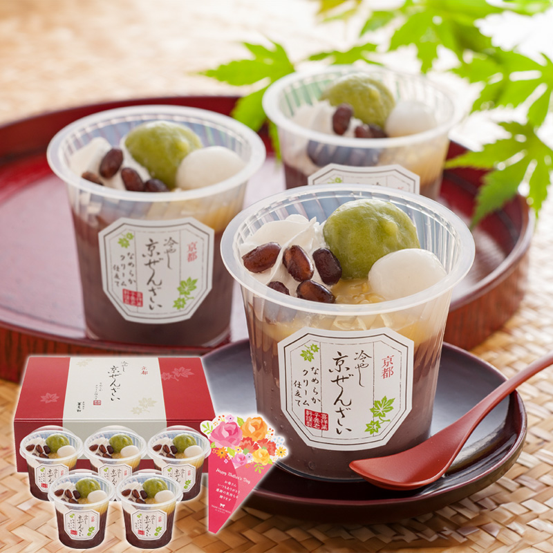 【母の日】京都 養老軒 冷やし京ぜんざい（M-YF-KZB）メッセージブーケ付【受注締切：4月30日(木)】