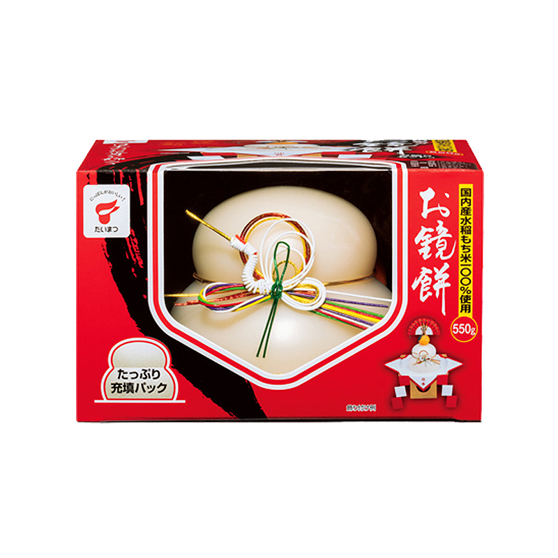 たいまつ食品 お鏡餅 550g （上下一体型） 三方（皿・足）付 個数: 1個
