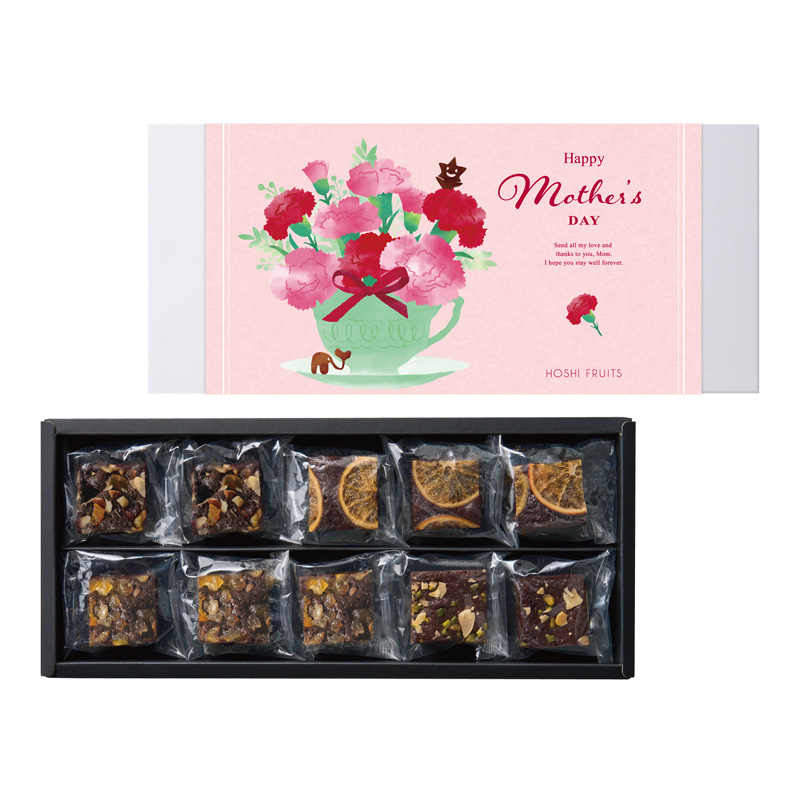 【母の日】ホシフルーツ ナッツとドライフルーツの贅沢ブラウニー 10個入 母の日カード付【受注締切：4月29日(水)】