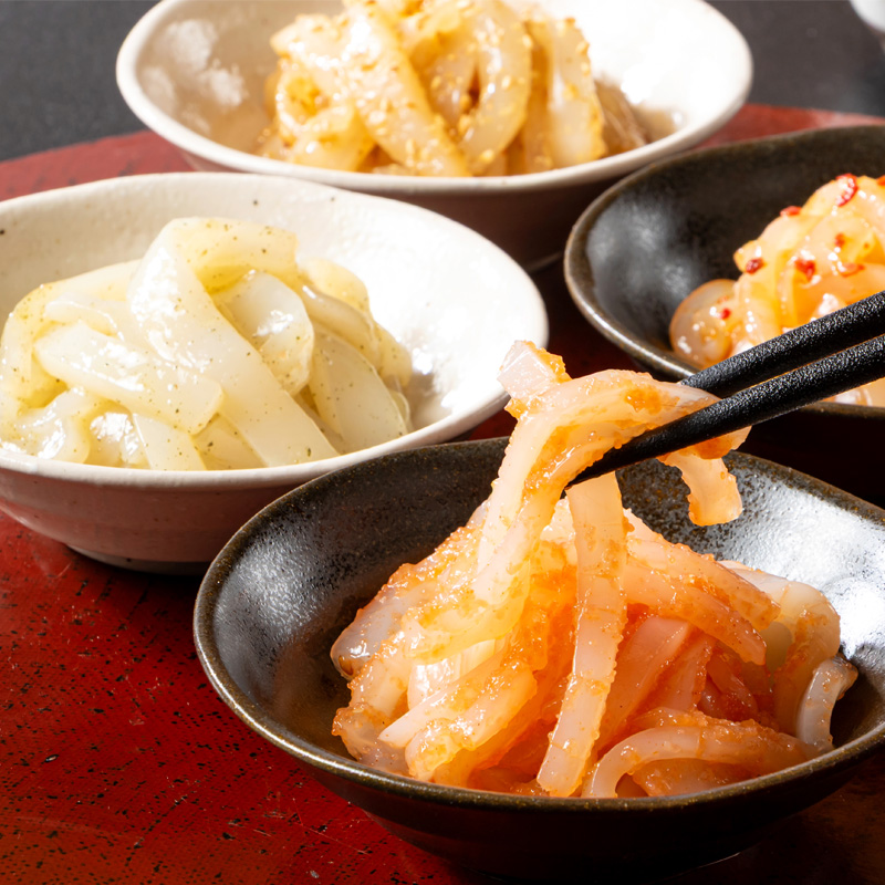 【福岡】呼子加工！お刺身いか４種セット（明太、青じそ、ピリ辛、和風ごま） 熨斗対応可 産地直送 お取り寄せ