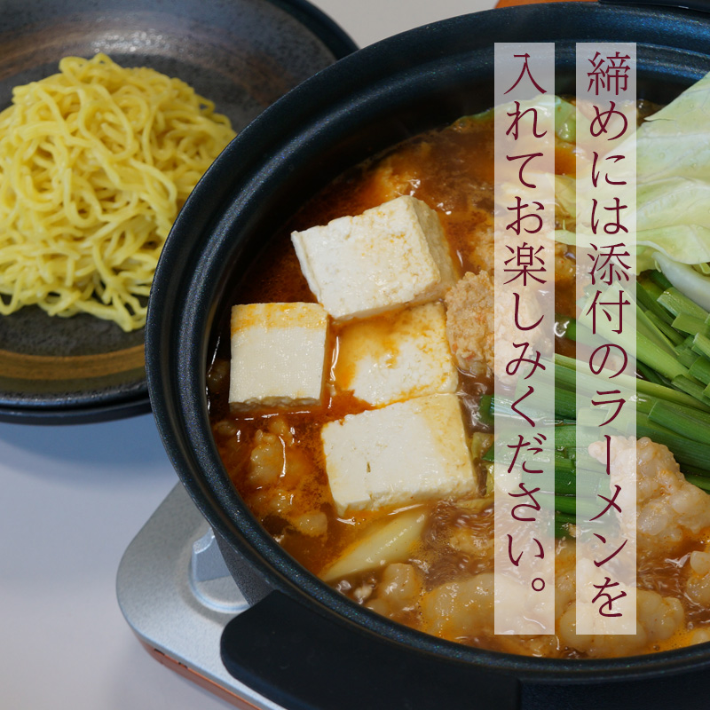 【北海道】ピリ辛牛モツ鍋セット 約2～3人前（江戸屋） 産地直送 お取り寄せ 熨斗対応可	