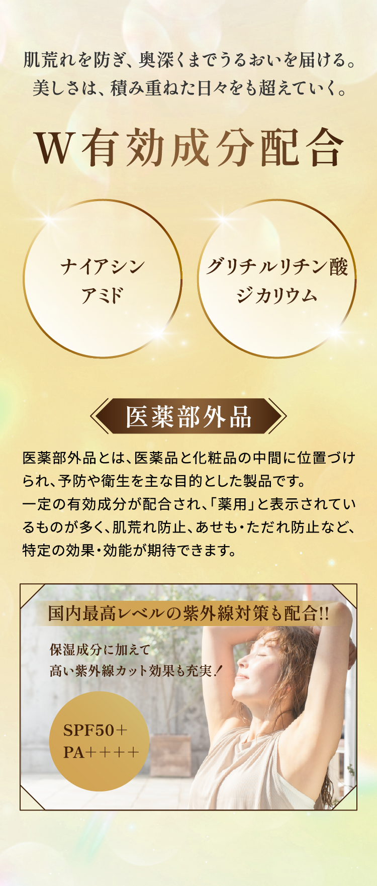 ナイアシンアミドとグリチルリチン酸ジカリウム配合の医薬部外品ファンデーション