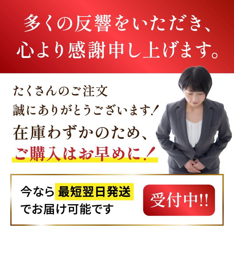 在庫残りわずかのため、ご購入はお早めに！
