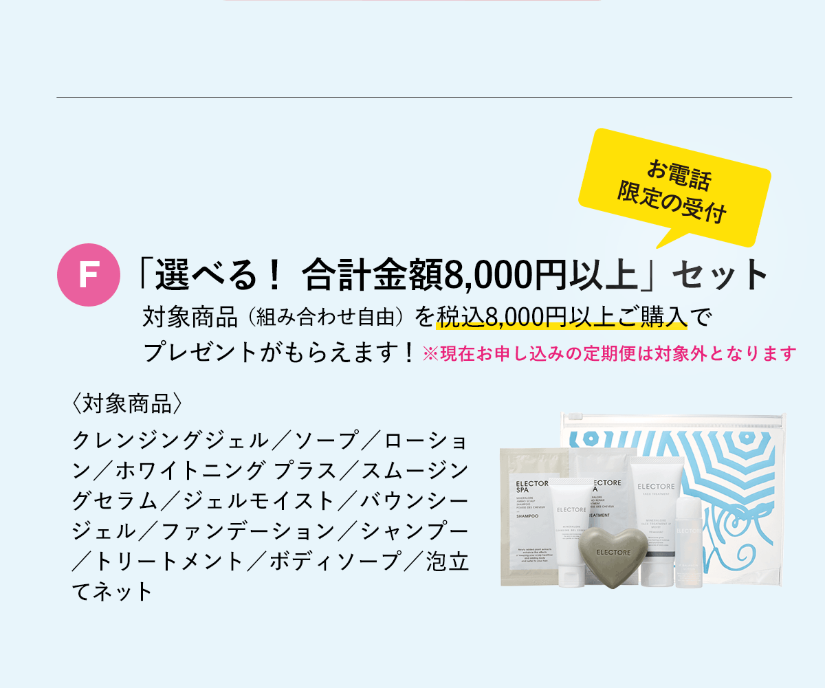 エレクトーレ サマーコフレキャンペーン 選べる合計金額8000円以上セット