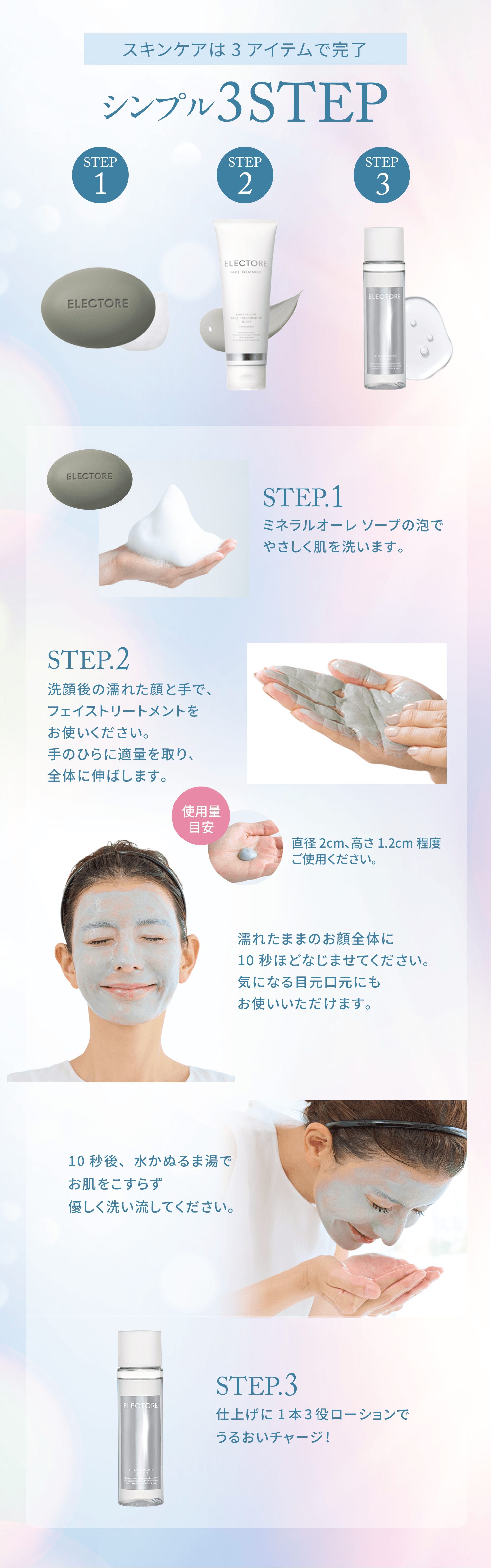 スキンケアは3アイテムで完了 シンプル3STEP