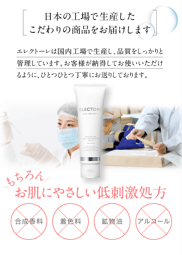 毎日お肌に使うものだから品質・安全を徹底しています