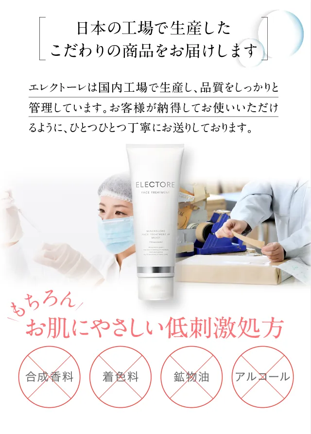 毎日お肌に使うものだから品質・安全を徹底しています