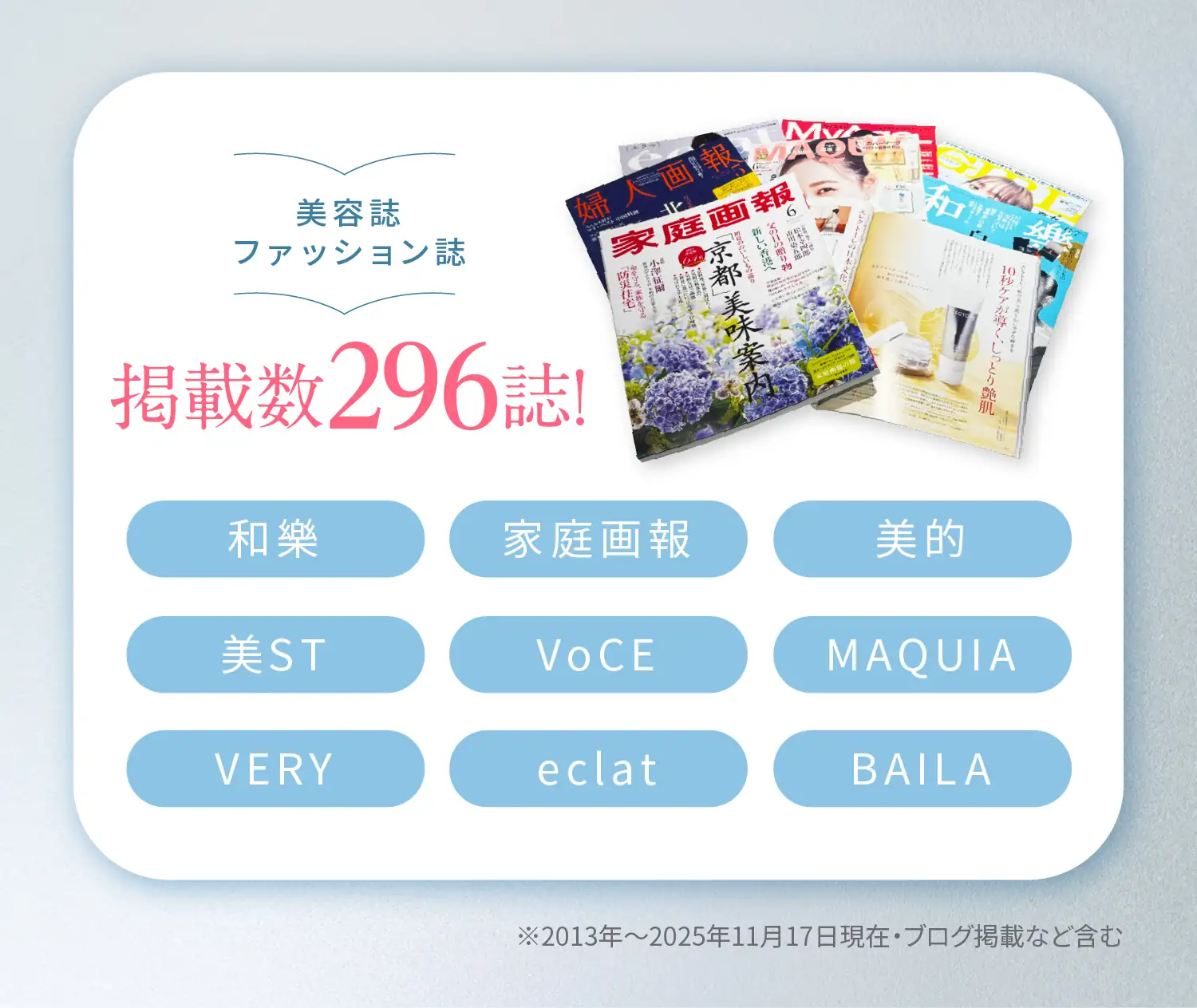 美容誌ファッション誌 掲載多数！