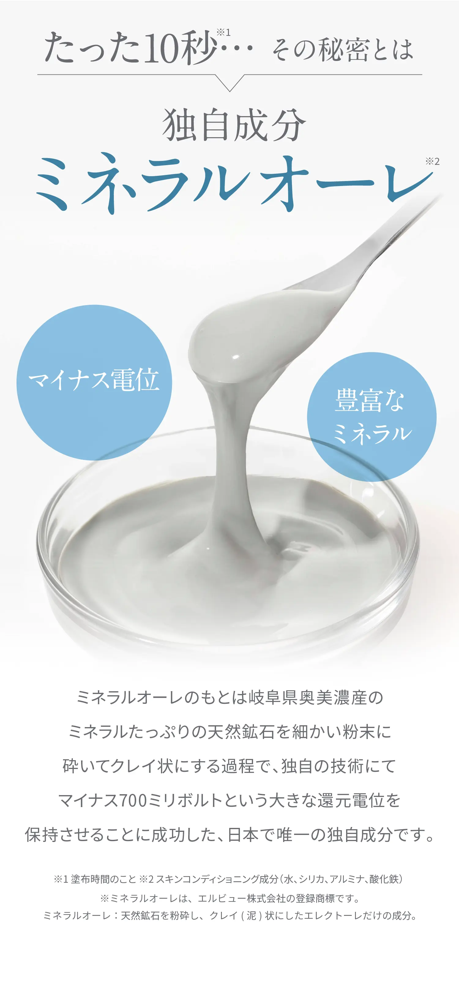マイナス電位を保持させた独自成分ミネラルオーレ