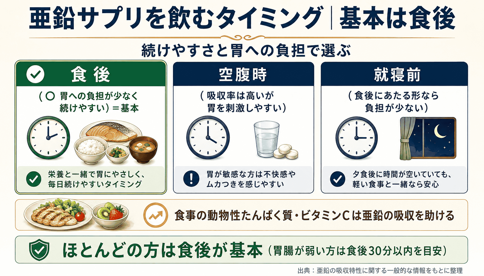 亜鉛サプリを飲むタイミング