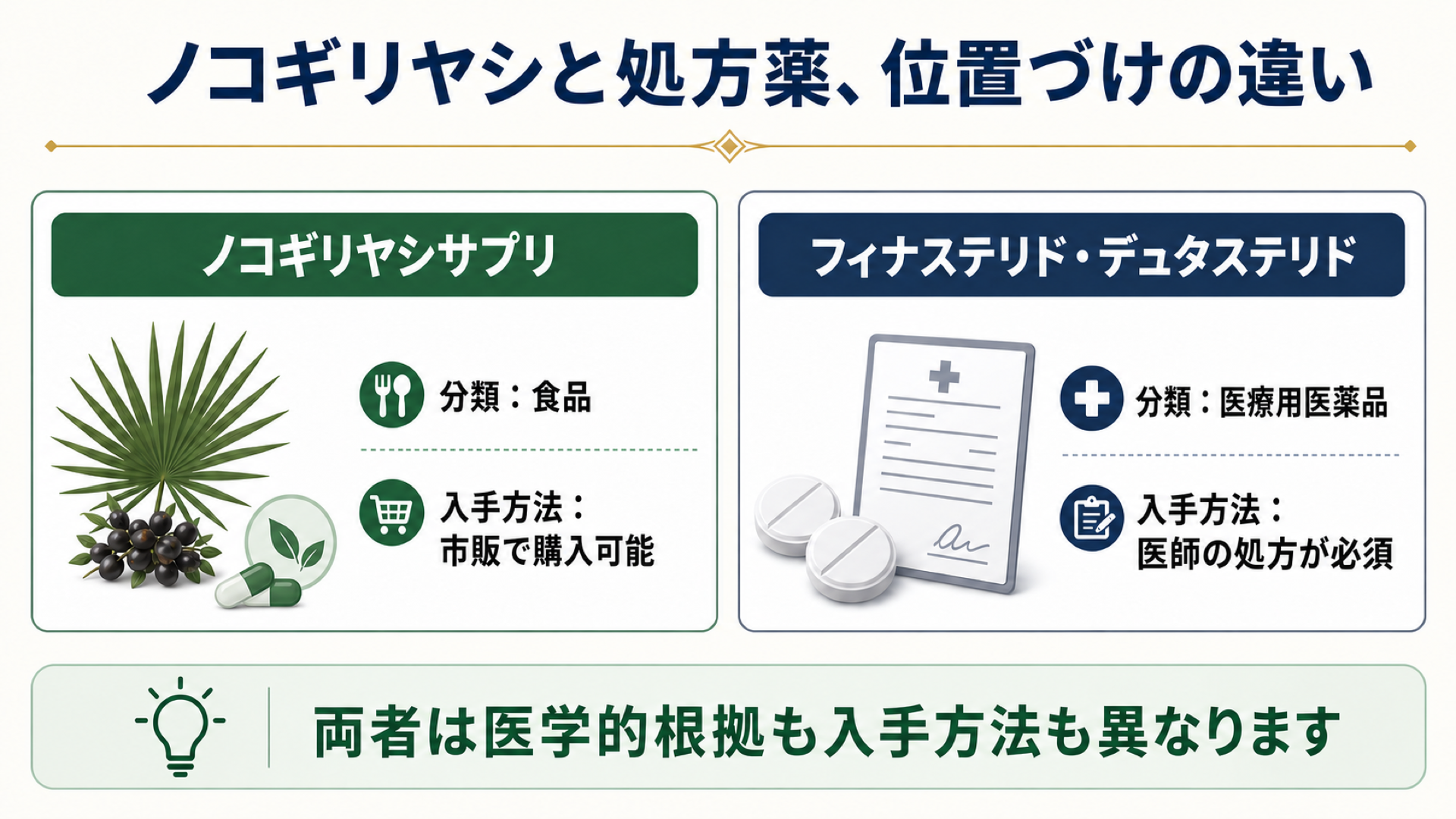 ノコギリヤシと処方薬の違い