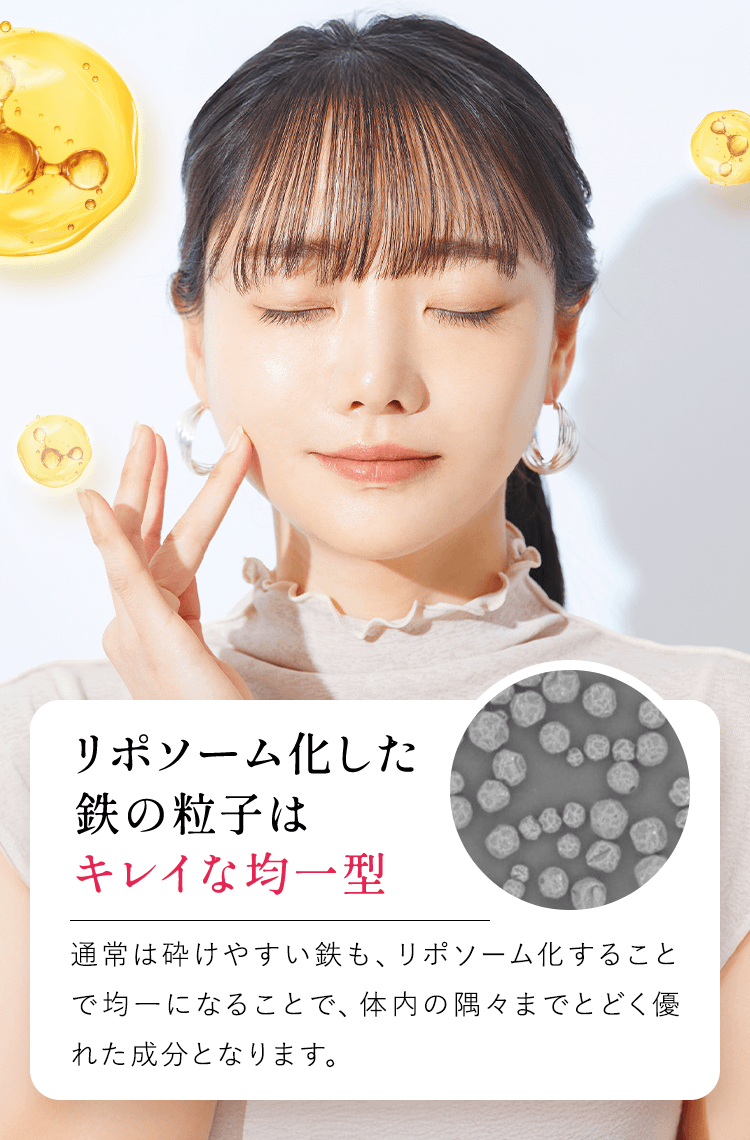 リポソーム化した鉄の粒子はキレイな均一型