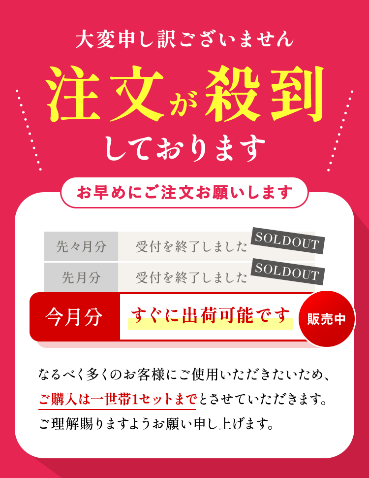 注文が殺到しております
