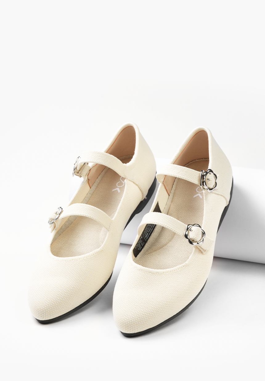 Daisy Flats Cream White