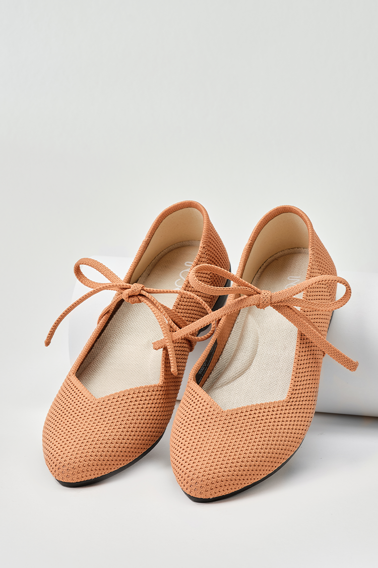 Crochet Top Flats Milk Tea Brown
