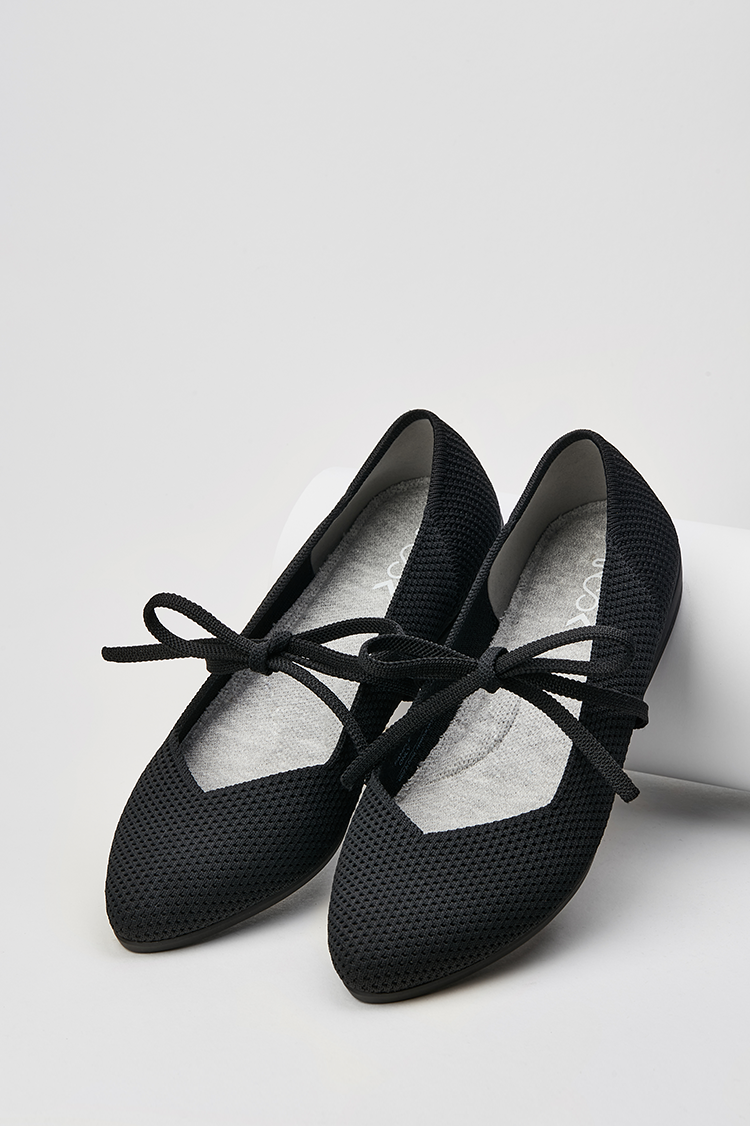 Crochet Top Flats Classic Black