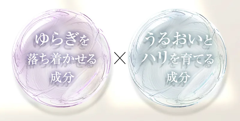 ゆらぎを落ち着かせる成分×うるおいとハリを育てる成分