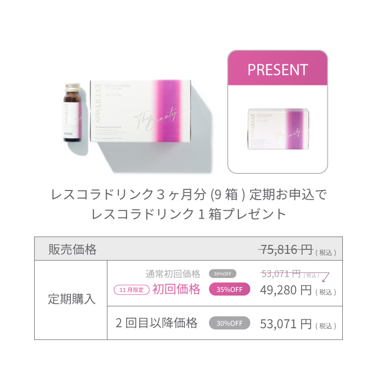 ザ・ビューティーレスコラドリンク｜毎月定期コース（90日に1回のお届け）