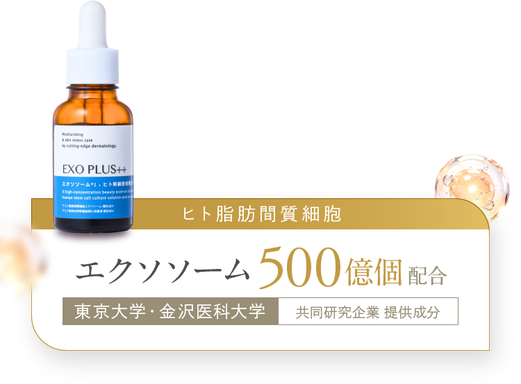 ヒト脂肪間質細胞エクソソーム500億個配合-東京大学・金沢医科大学 共同研究企業 提供成分-