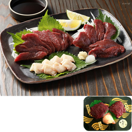 肉のとり安 スライス馬刺し(3種) 120g【年末限定商品】 	