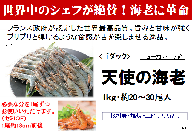養殖 ゴダック 天使の海老 1kg(約20-30尾)【年末限定商品】
