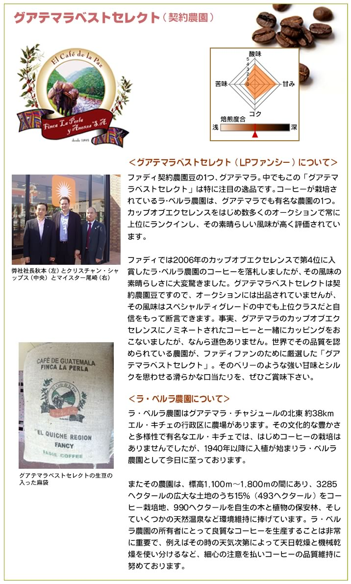 グアテマラベストセレクト（契約農園） 200g 形状: 豆