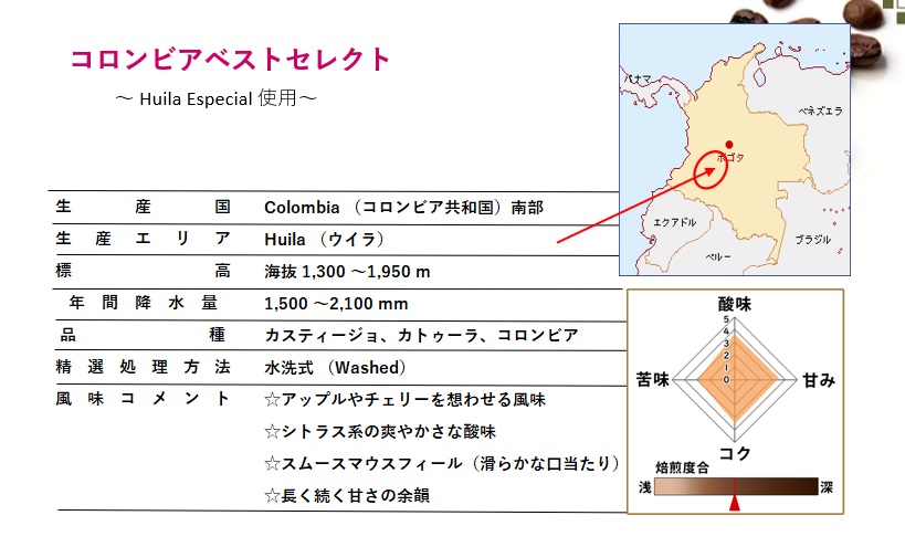 コロンビアベストセレクト 500g 形状: 豆