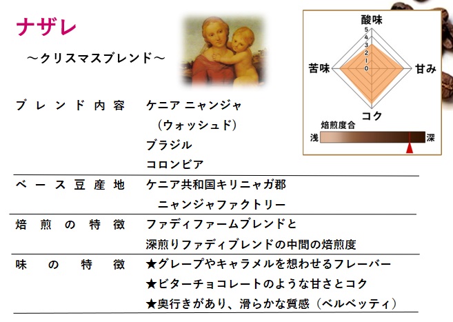 【期間限定・クリスマスブレンド】ナザレ500g 形状: 豆