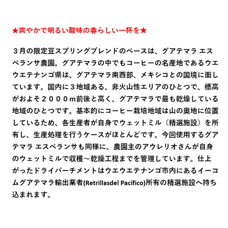 【期間限定】スプリングブレンド100g 形状（豆or粉）: 豆