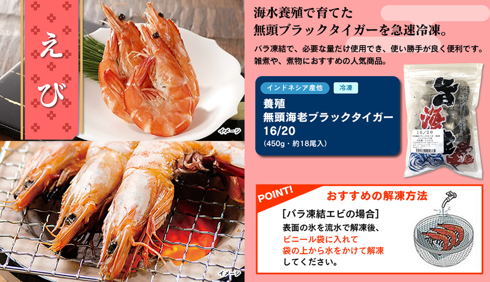 養殖無頭海老ブラックタイガー